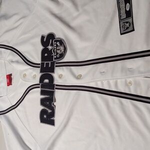 Vtg LA Raiders Football White Button-Up Men's Jersey